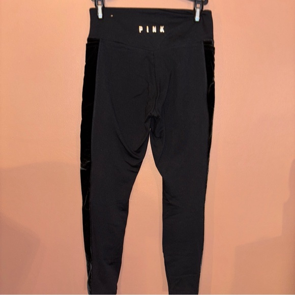 Victoia's Secret PINK,small Black. Leggings With Velour On Sides. EUC - Picture 4 of 9